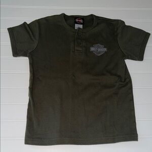 Harley-Davidson Kids Henley T-Shirt Green Size 4/5